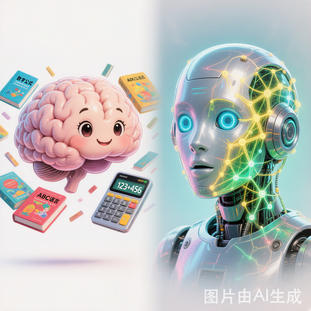 人脑擅长语言和计算 vs AI大脑擅长模式识别但不擅长精确计算