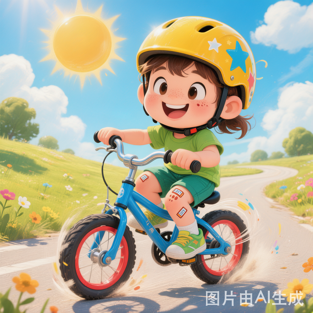 小孩轻松学会骑自行车
